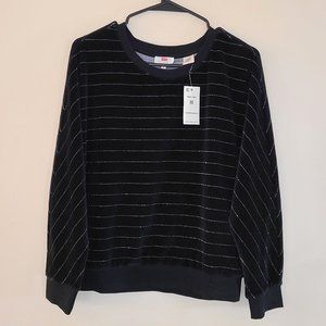 Levis Black with sliver glitter pin stripe and long sleeves
